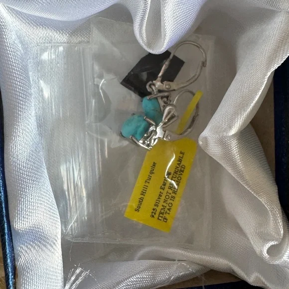 Genuine Silver and Turquoise Earrings - Picture 5 of 5